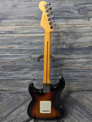 Used Fender Stratocaster full view of back of guitar