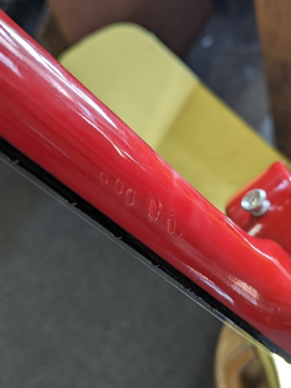 Used Gibson 1981 Marauder close up of divots in finish on the neck