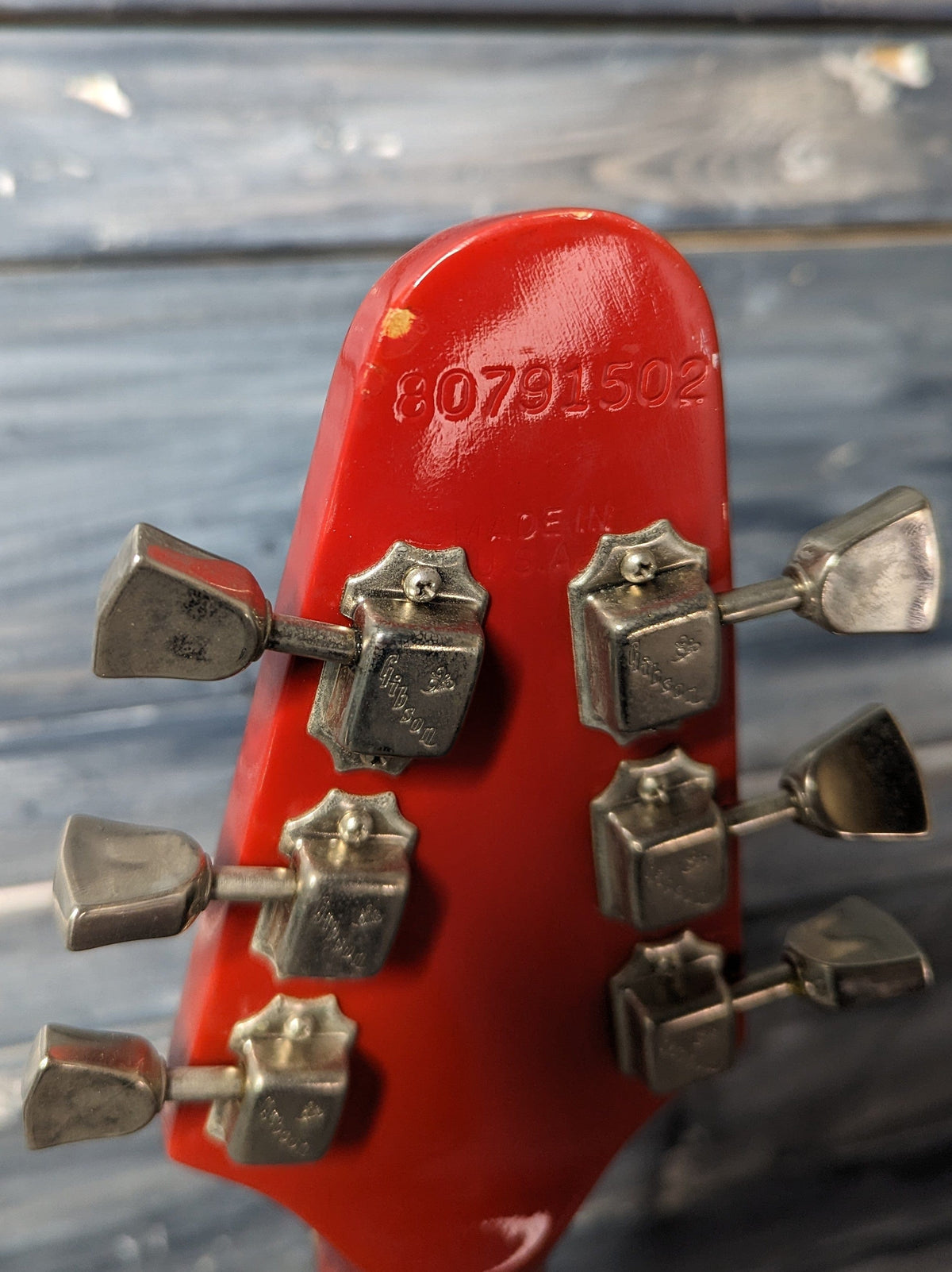 Used Gibson 1981 Marauder close up of the serial number - #80791502