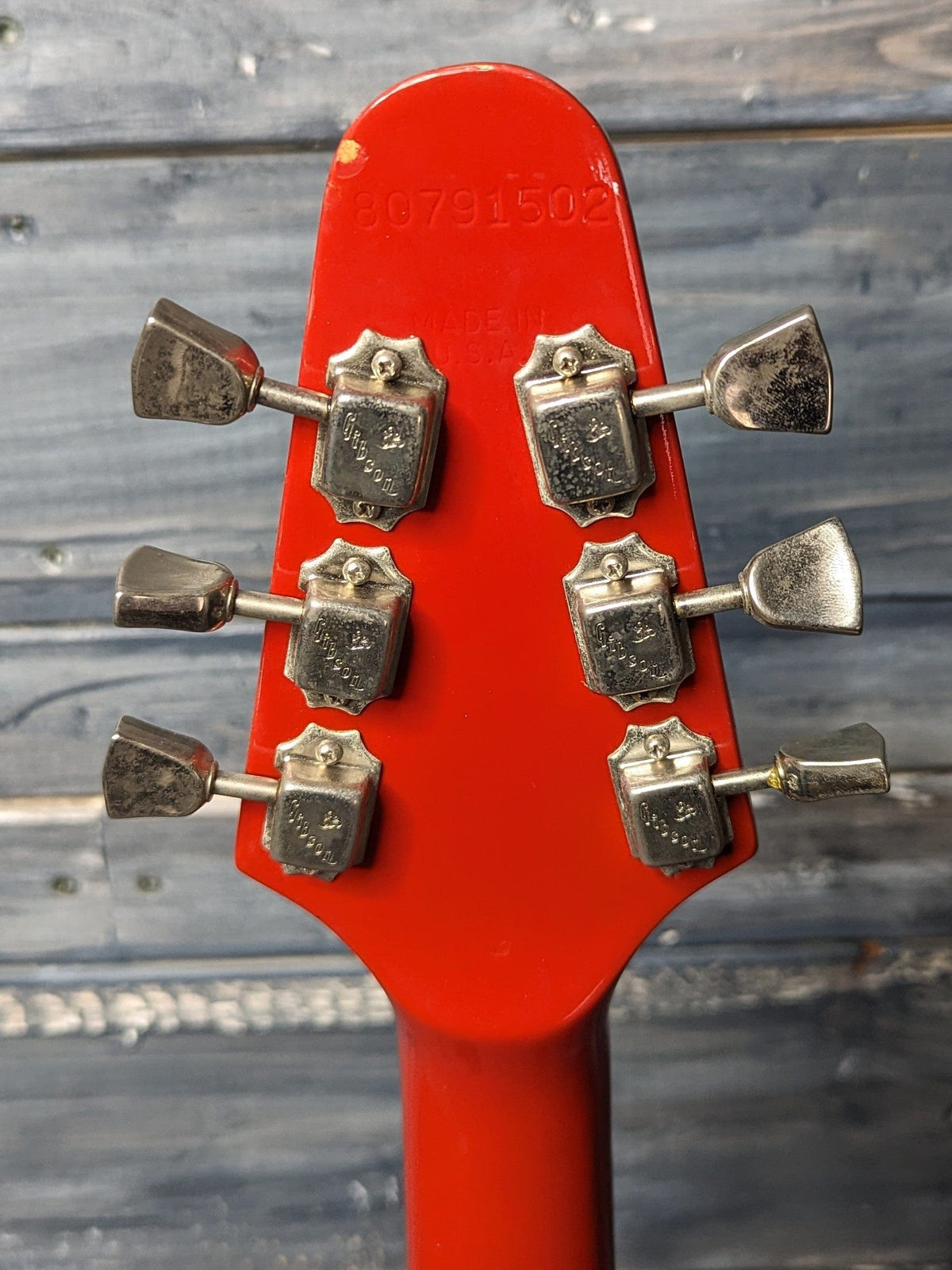 Used Gibson 1981 Marauder back of the headstock