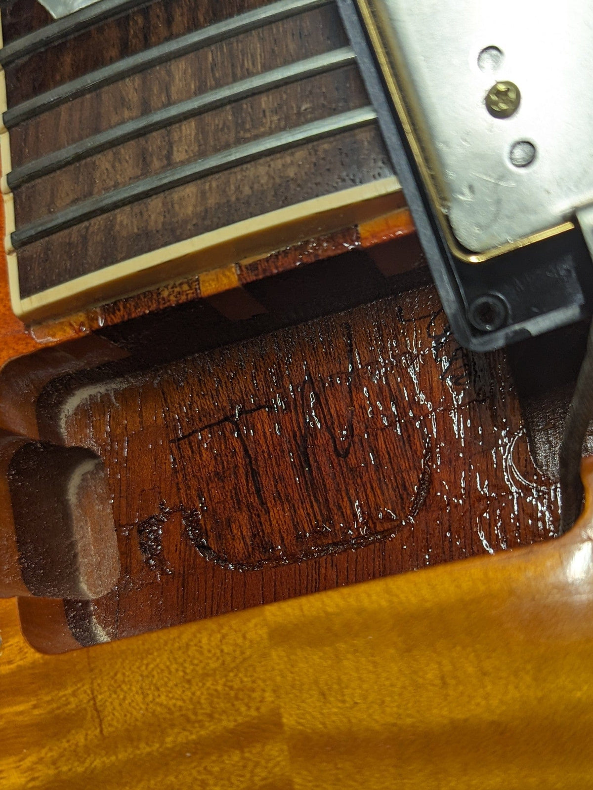 Used Gibson Double Cut Les Paul Standard neck pickup cavity