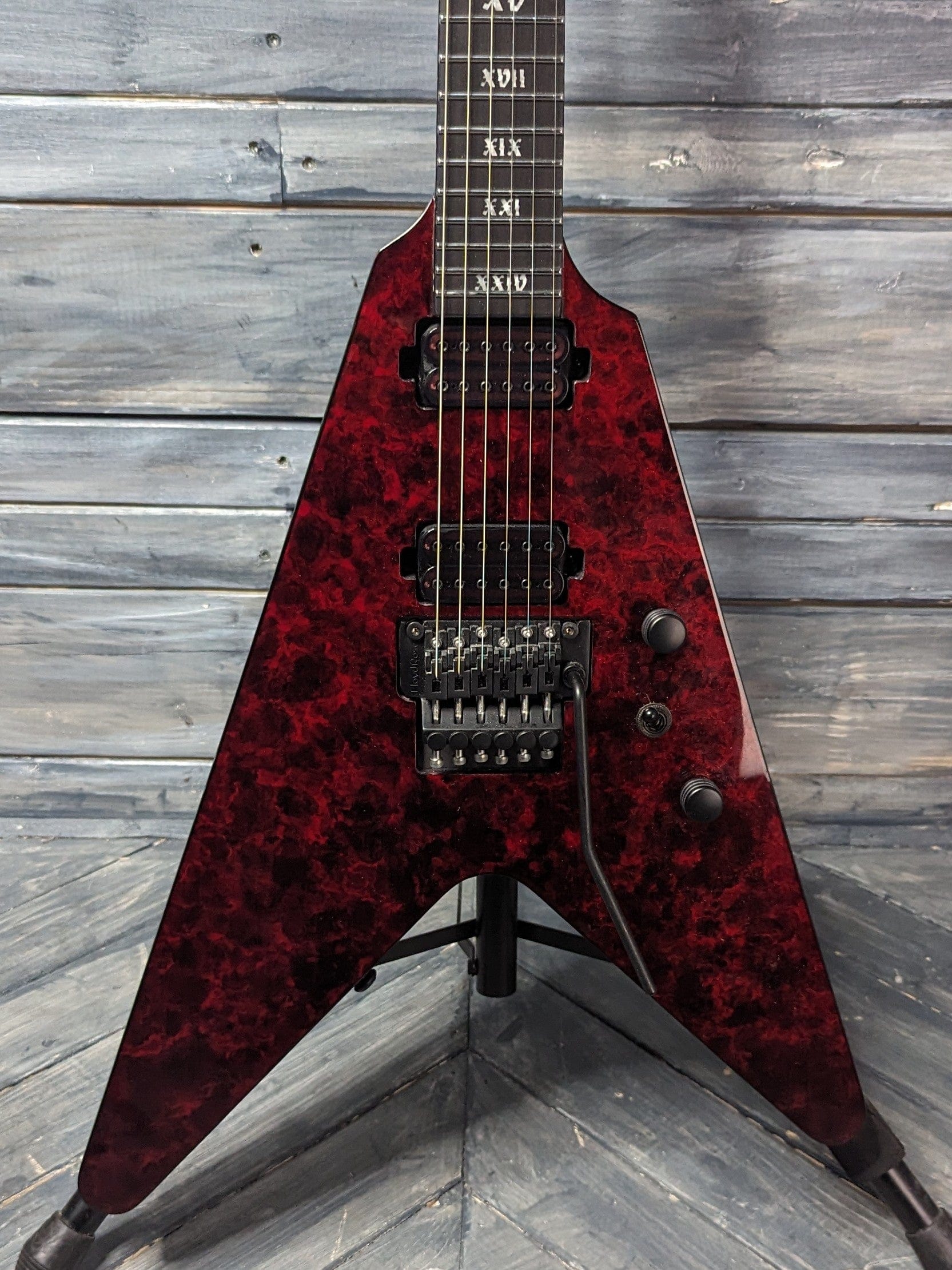 Used Schecter V-1 Apocalypse close up of the body