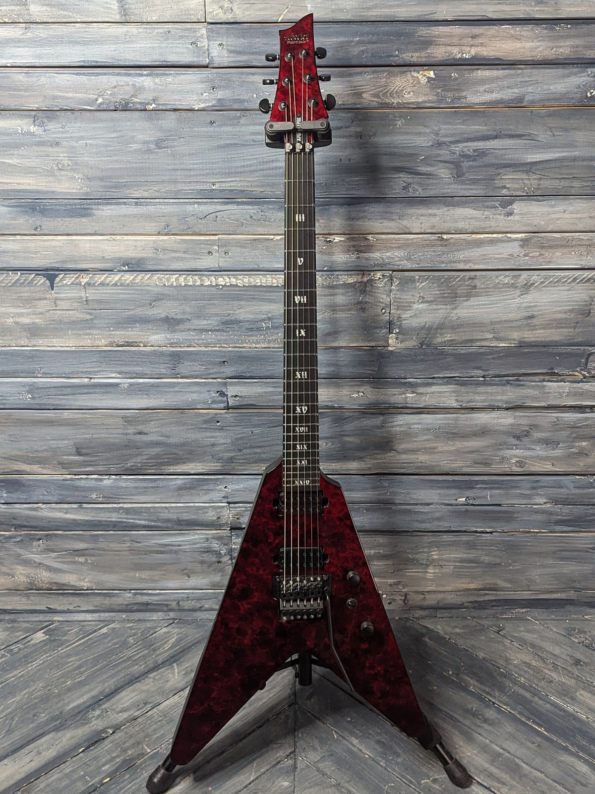 Used Schecter V-1 Apocalypse full view of the guitar