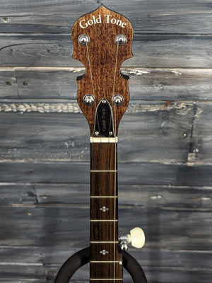 Gold Tone Left Handed CC-100+/L front of the headstock