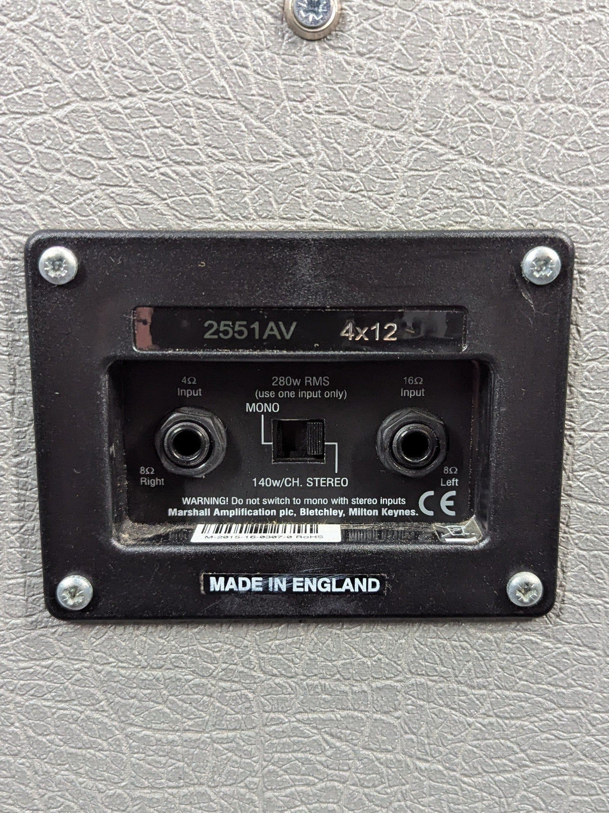 Used Marshall 2551AV close up of the label on the back