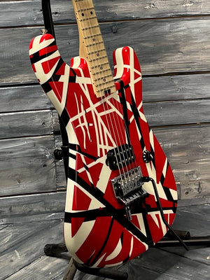 Used EVH close up bass side view of guitar