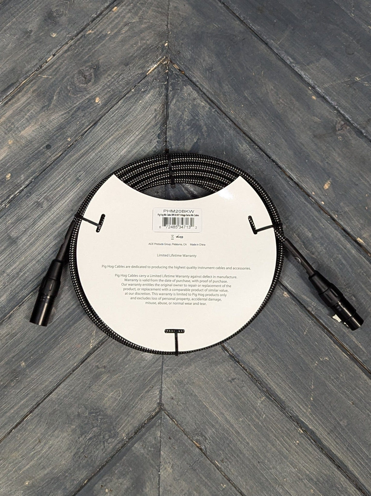 Pig Hog Microphone Cable Pig Hog PHM20BKW  Black & White Woven Mic Cable, 20ft XLR