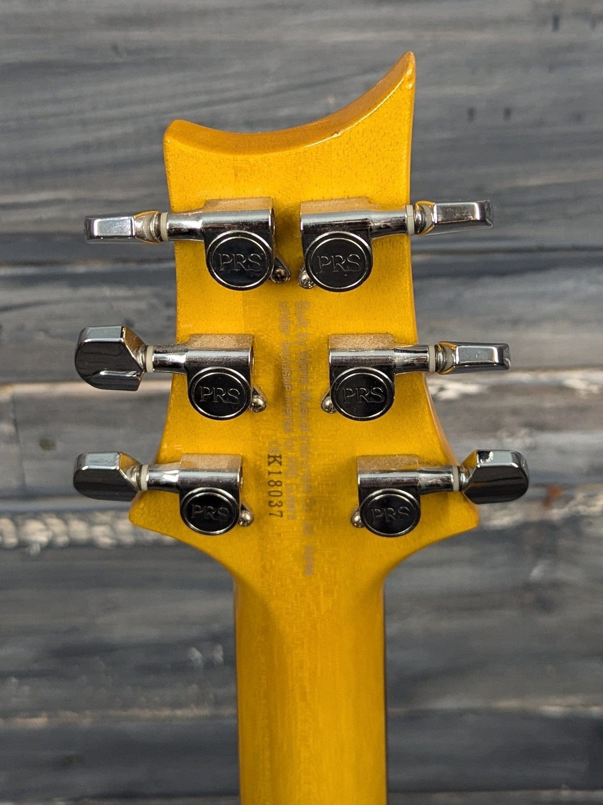 Used PRS SE Singlecut Korina back of the headstock