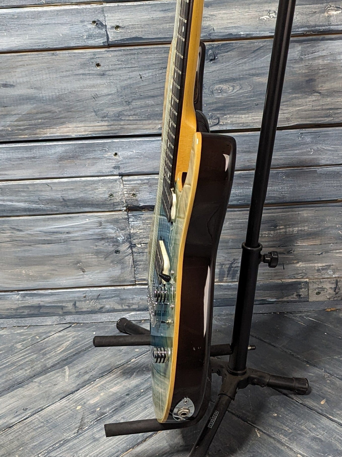 Used Schecter 7-String treble side view of the body