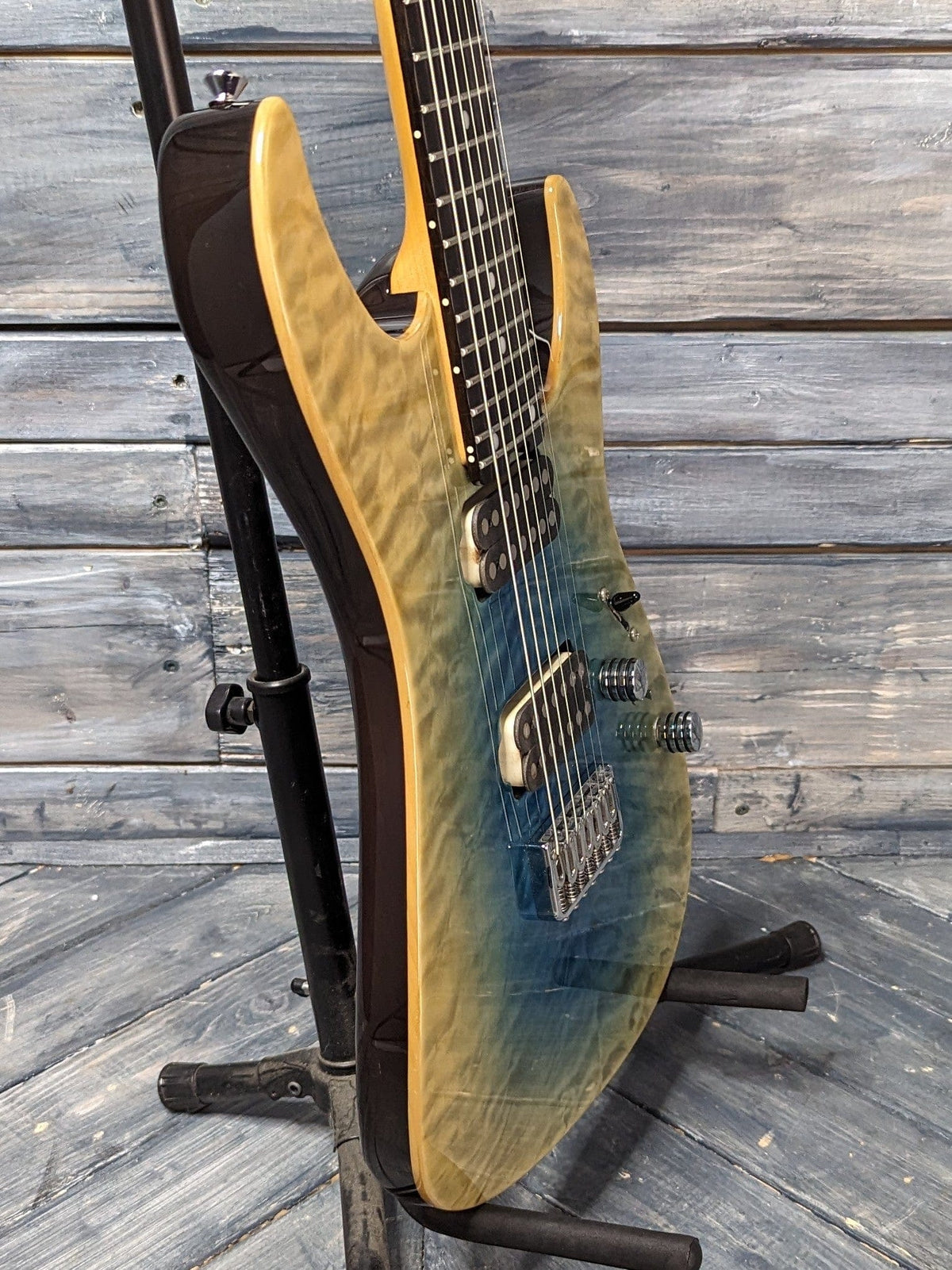 Used Schecter 7-String bass side view of the body