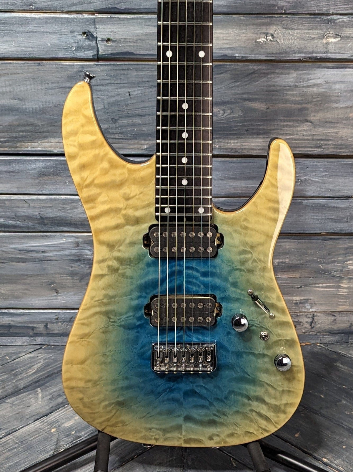 Used Schecter 7-String close up of the body