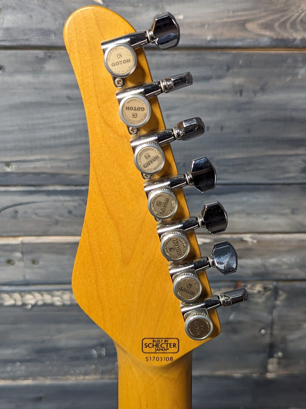 Used Schecter 7-String back of the headstock