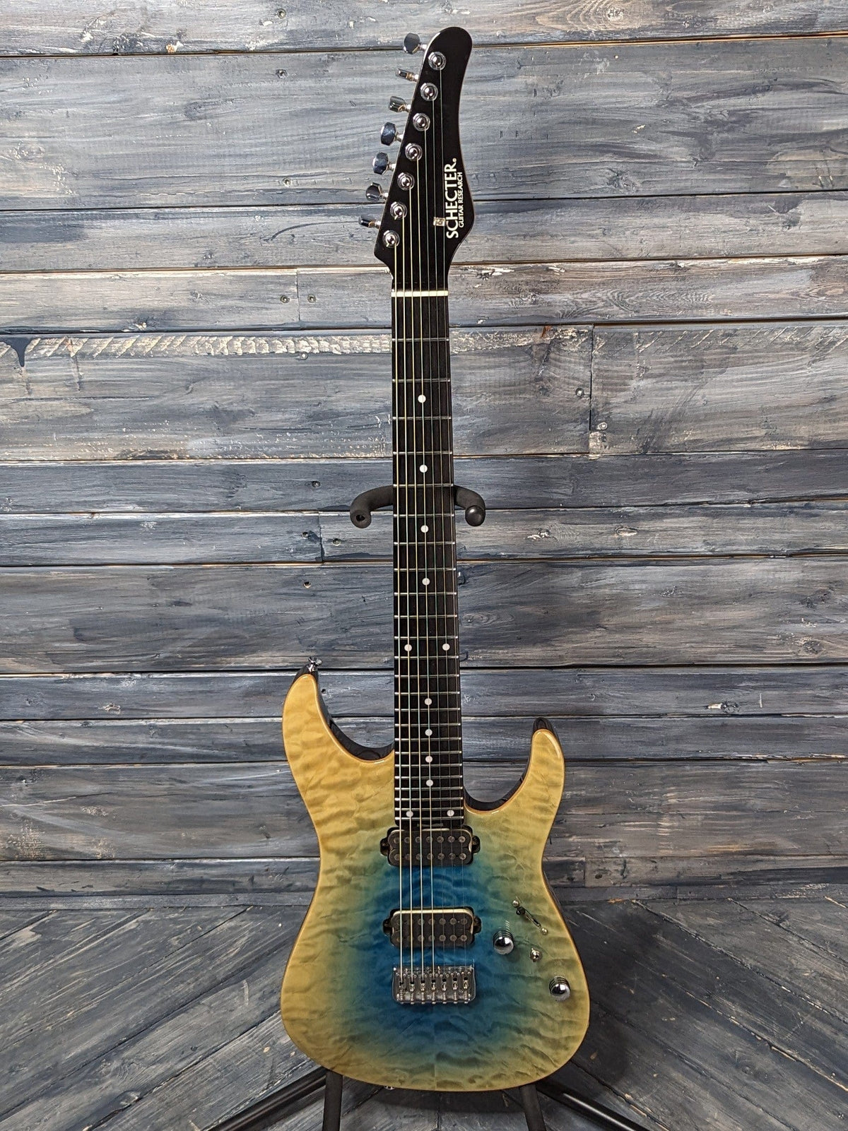 Used Schecter 7-String full view of the guitar