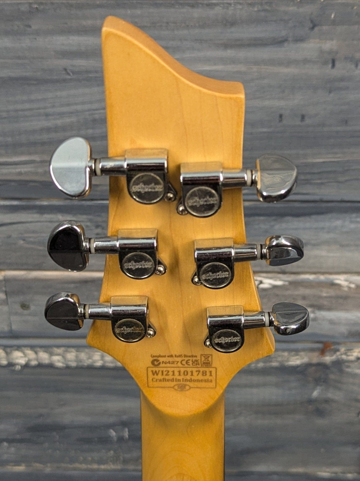 Used Schecter C-6 Plus back of the headstock