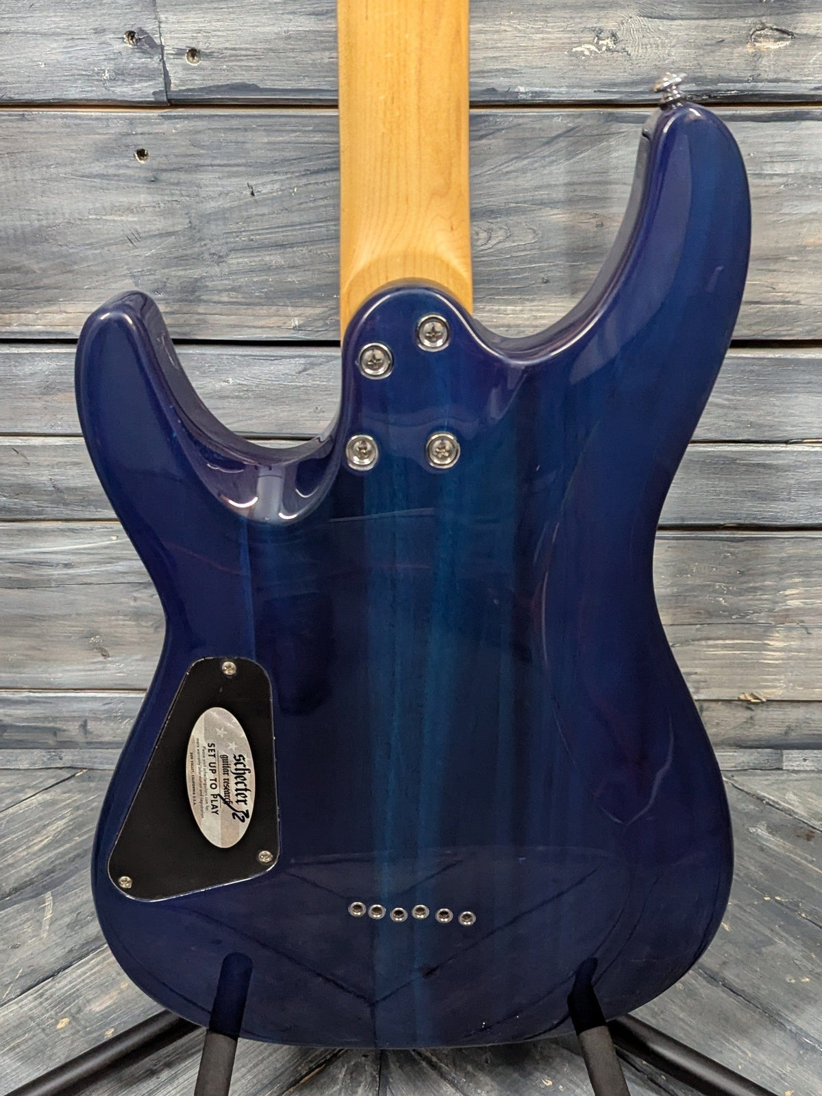 Used Schecter C-6 Plus close up of the back of the body