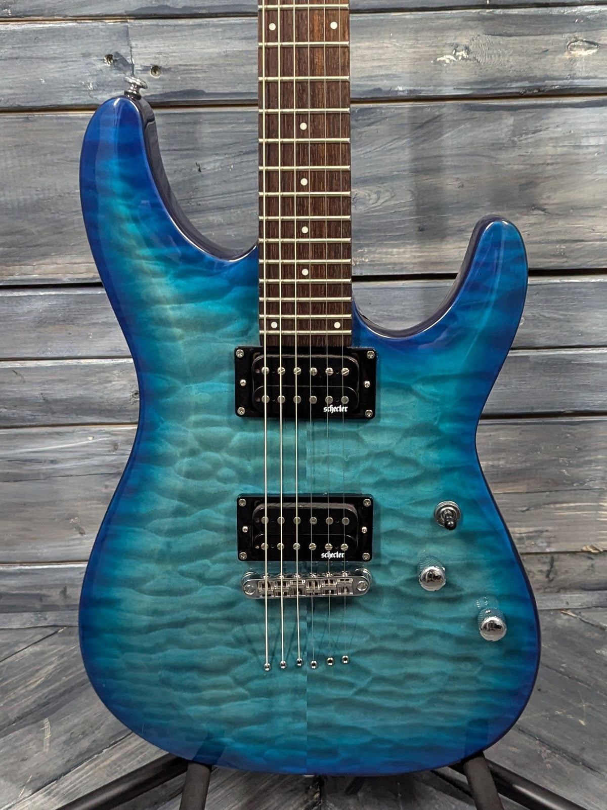 Used Schecter C-6 Plus close up of the body