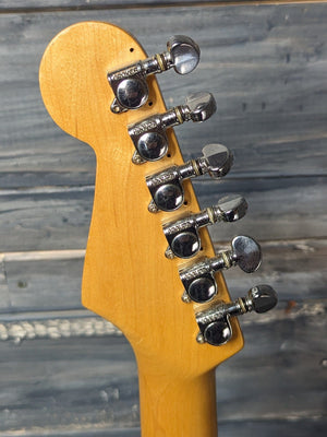 Used Squier Stratocaster back of the headstock