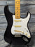 Used Squier Stratocaster close up of the body