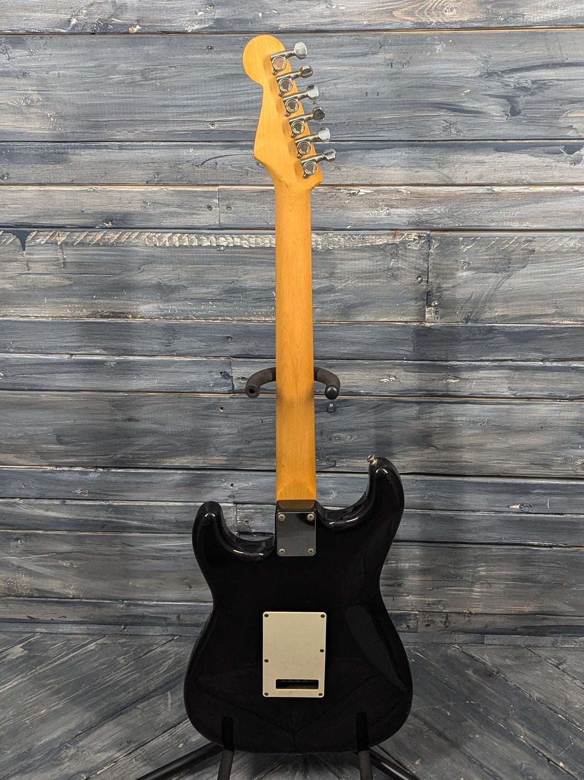 Used Squier full view of the back of the guitar