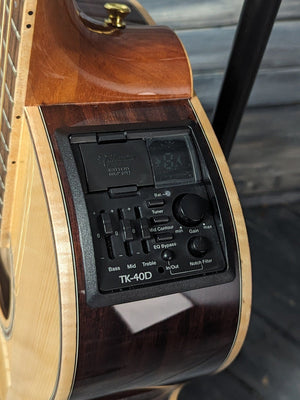 Takamine Left Handed GY93ELH close up of the controls of electronics