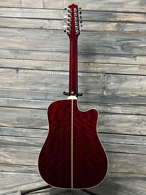 Takamine Left Handed JJ325SRC-12 full view of the back of the guitar