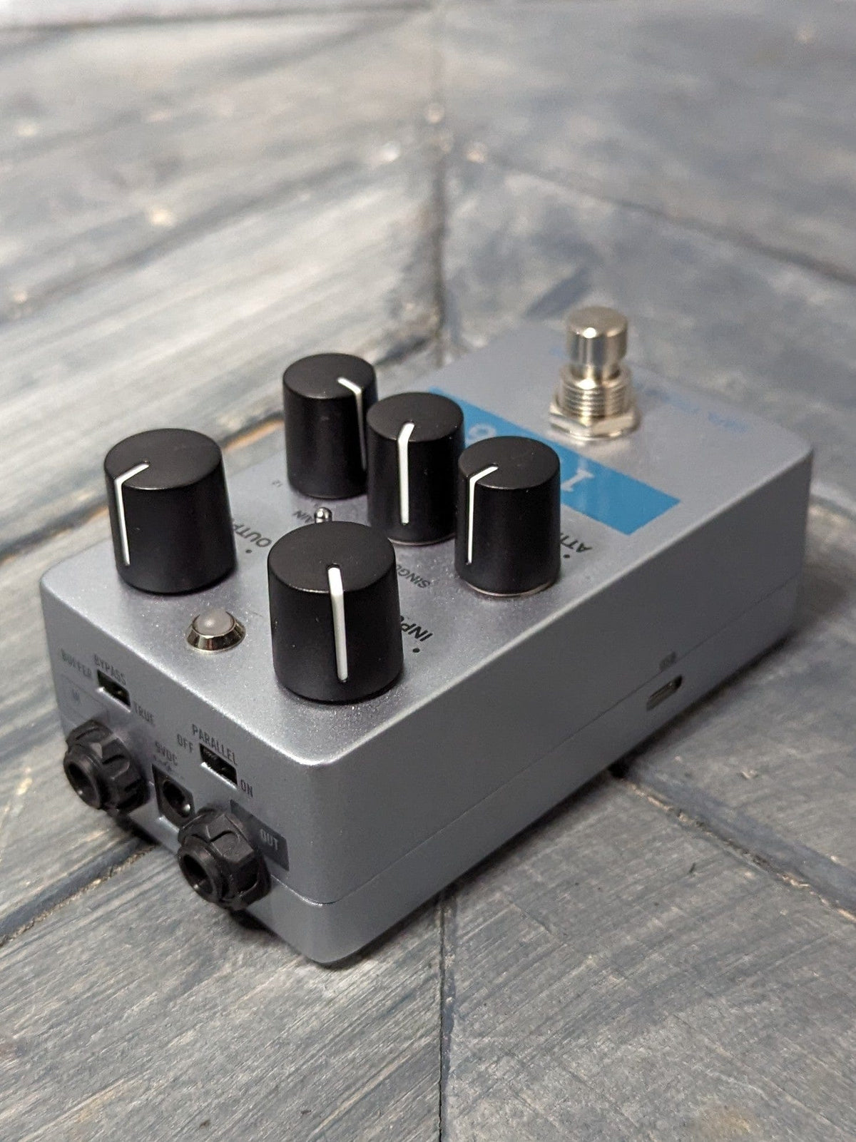 Used Universal Audio UAFX 1176 left side of pedal with view of input and output jacks