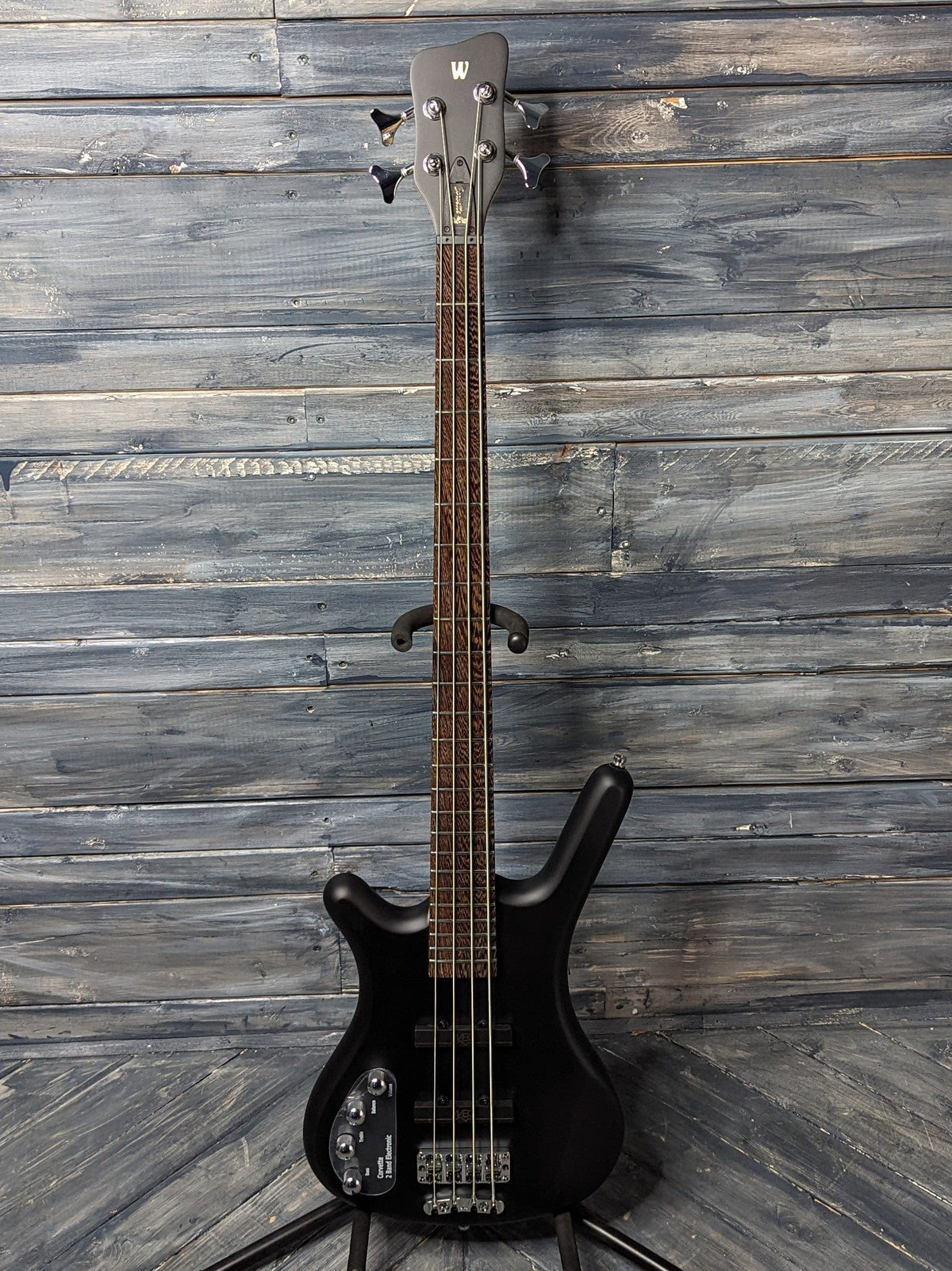 Warwick Left Handed RockBass Corvette full view of the bass guitar