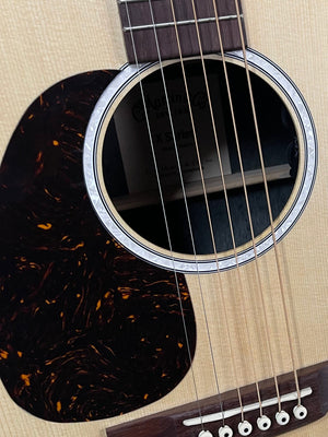 Martin Left Handed D-X2E close up view of sound hole