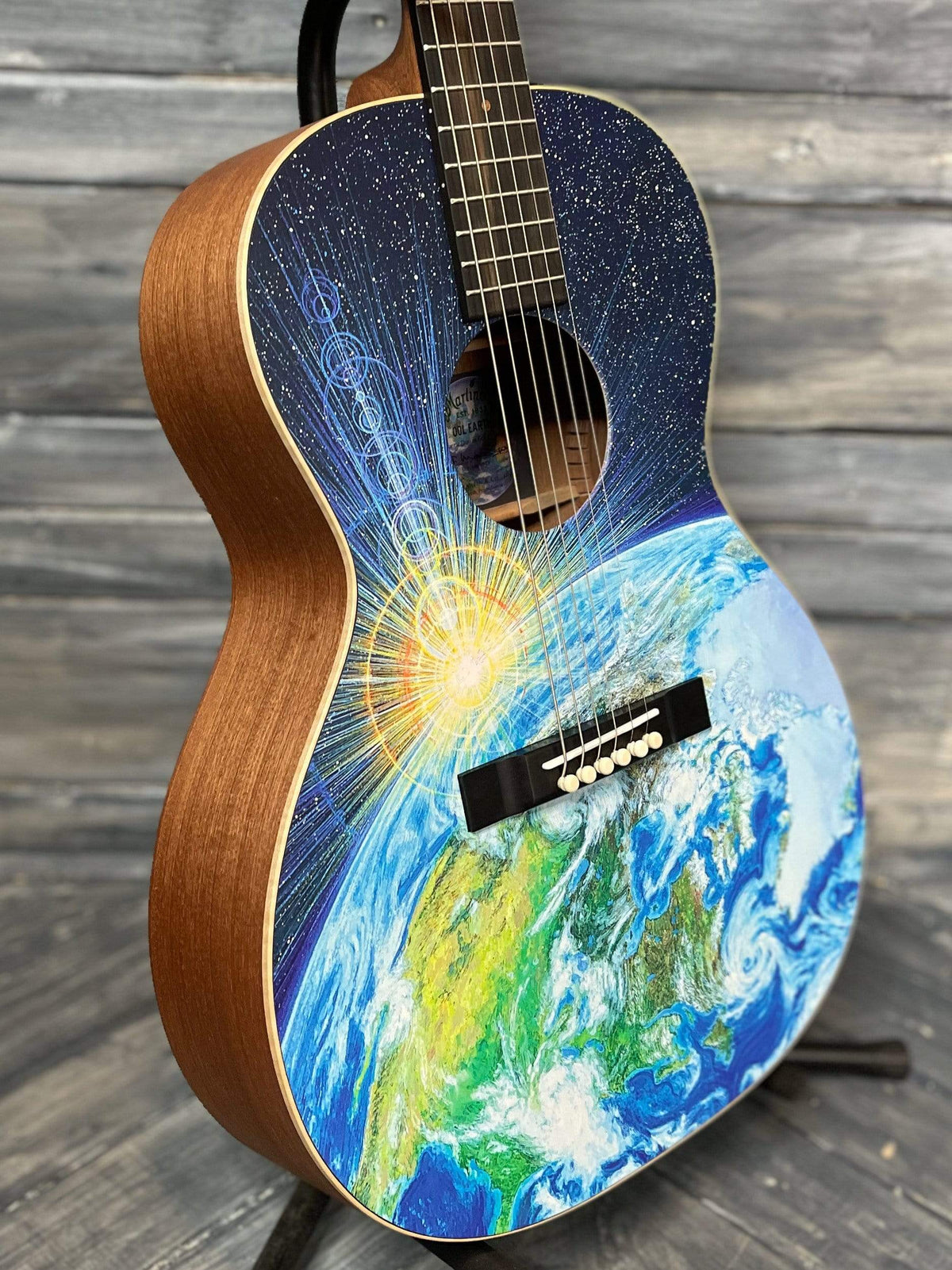 Martin 00L Earth close up bass side view of body