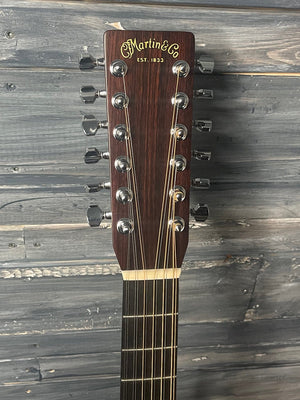 Martin Left Handed HD-12-28 front of headstock