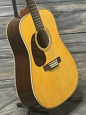 Martin Left Handed HD12-28 body view of treble side