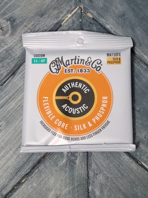 Martin MA130FX Authentic Flexible Core Silk & Phosphor Acoustic Guitar Strings front of packaging