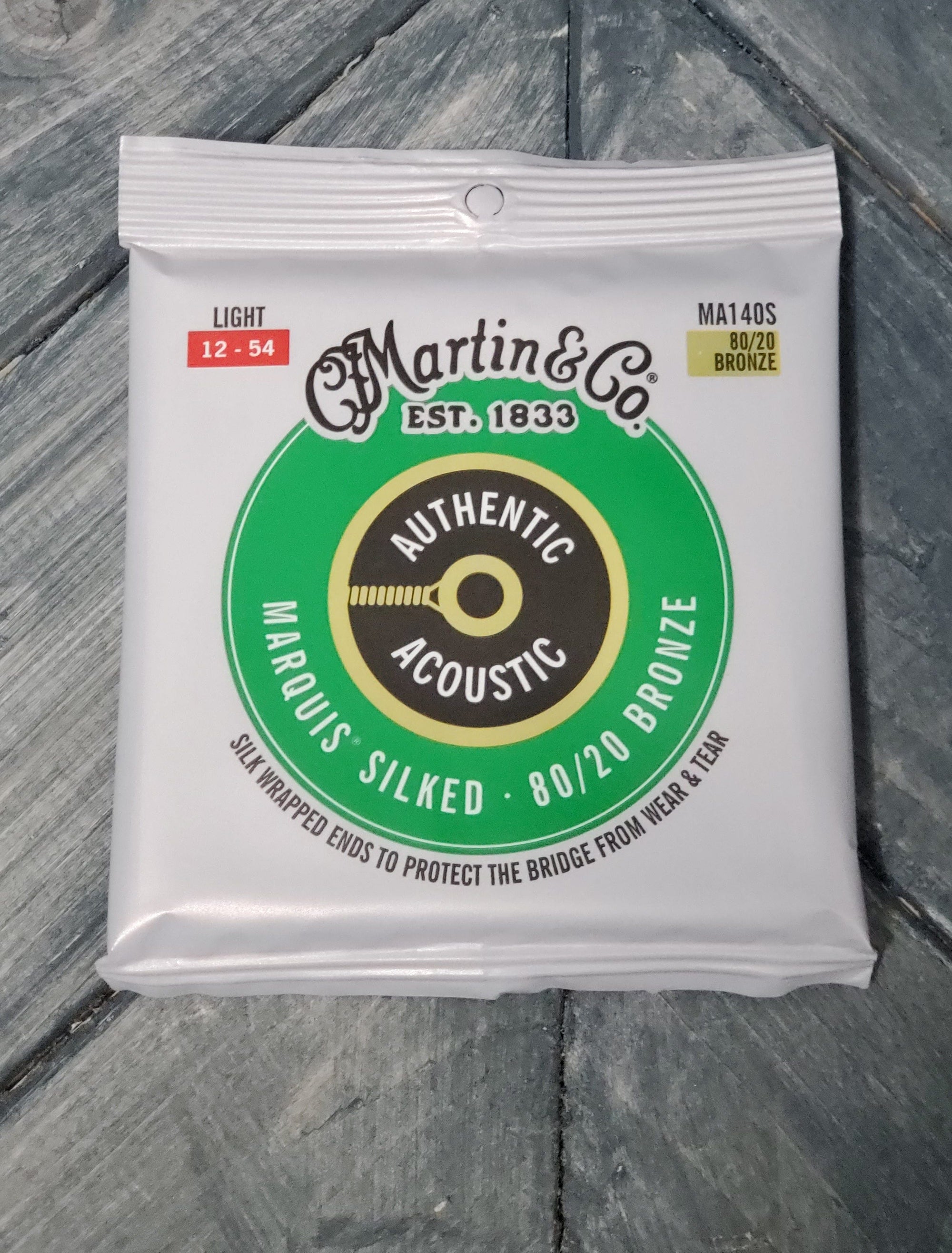 C.F. Martin Guitars Strings Martin MA140S Authentic Acoustic Marquis Silked 80/20 Bronze Guitar Strings - .012-.054 Light