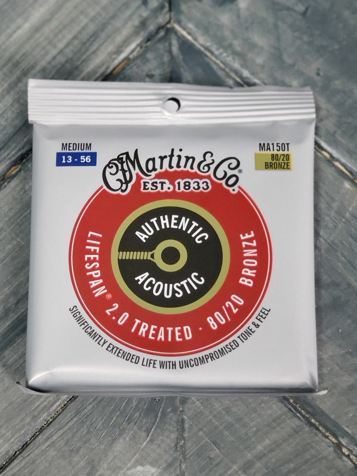 C.F. Martin Guitars Strings Martin MA150T Authentic Acoustic Lifespan 2.0 Treated 80/20 Bronze Guitar Strings - .013-.056 Medium