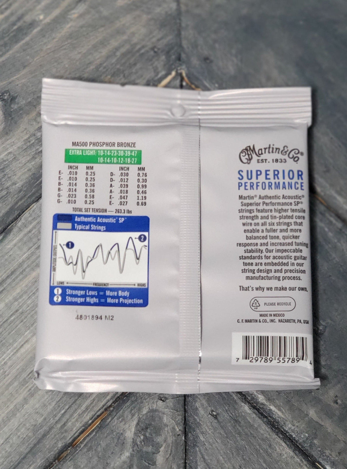 Martin MA500 Authentic Acoustic Superior Performance Phosphor Bronze 12-string Guitar Strings front of packaging