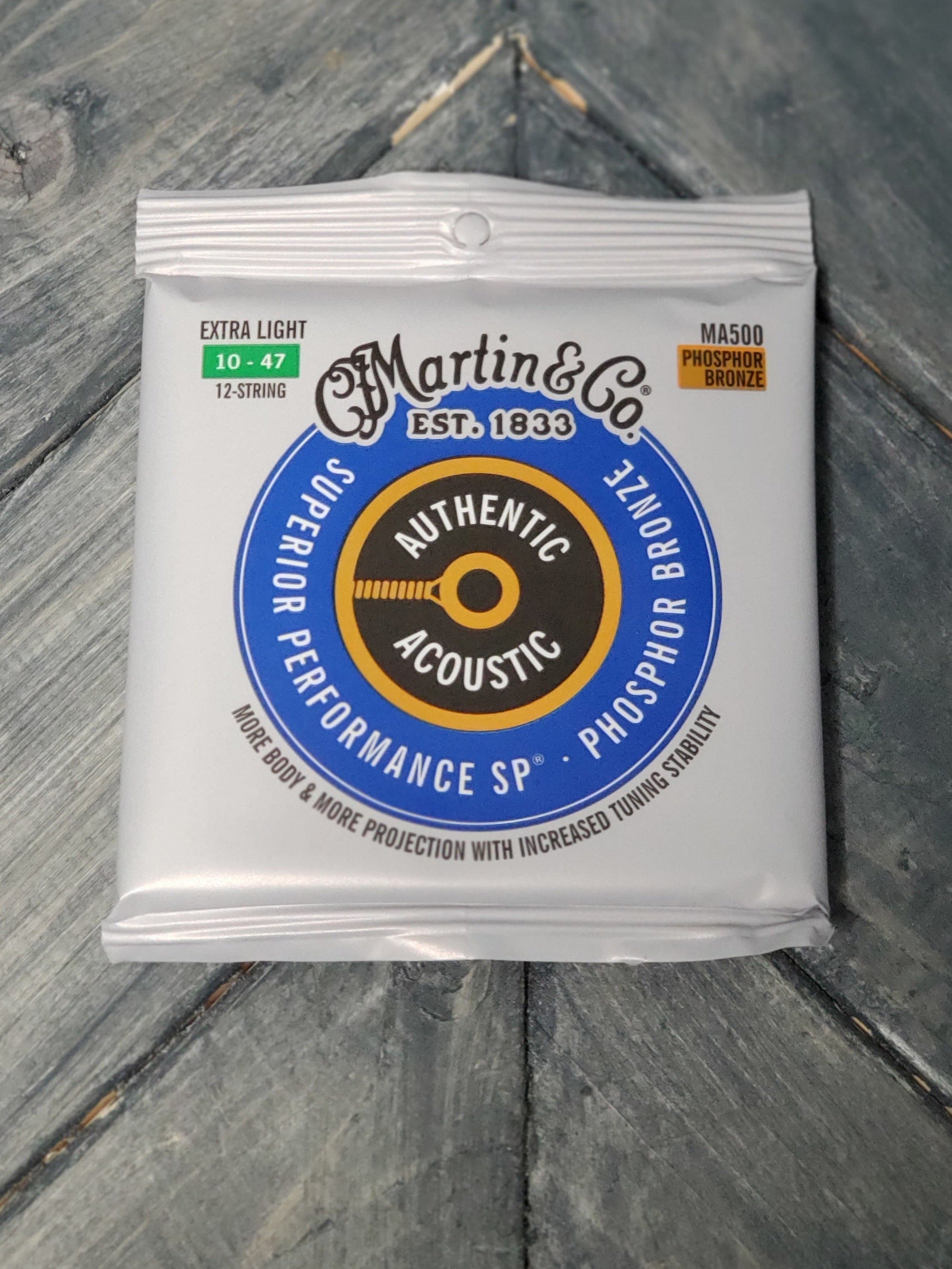 Martin MA500 Authentic Acoustic Superior Performance Phosphor Bronze 12-string Guitar Strings front of packaging