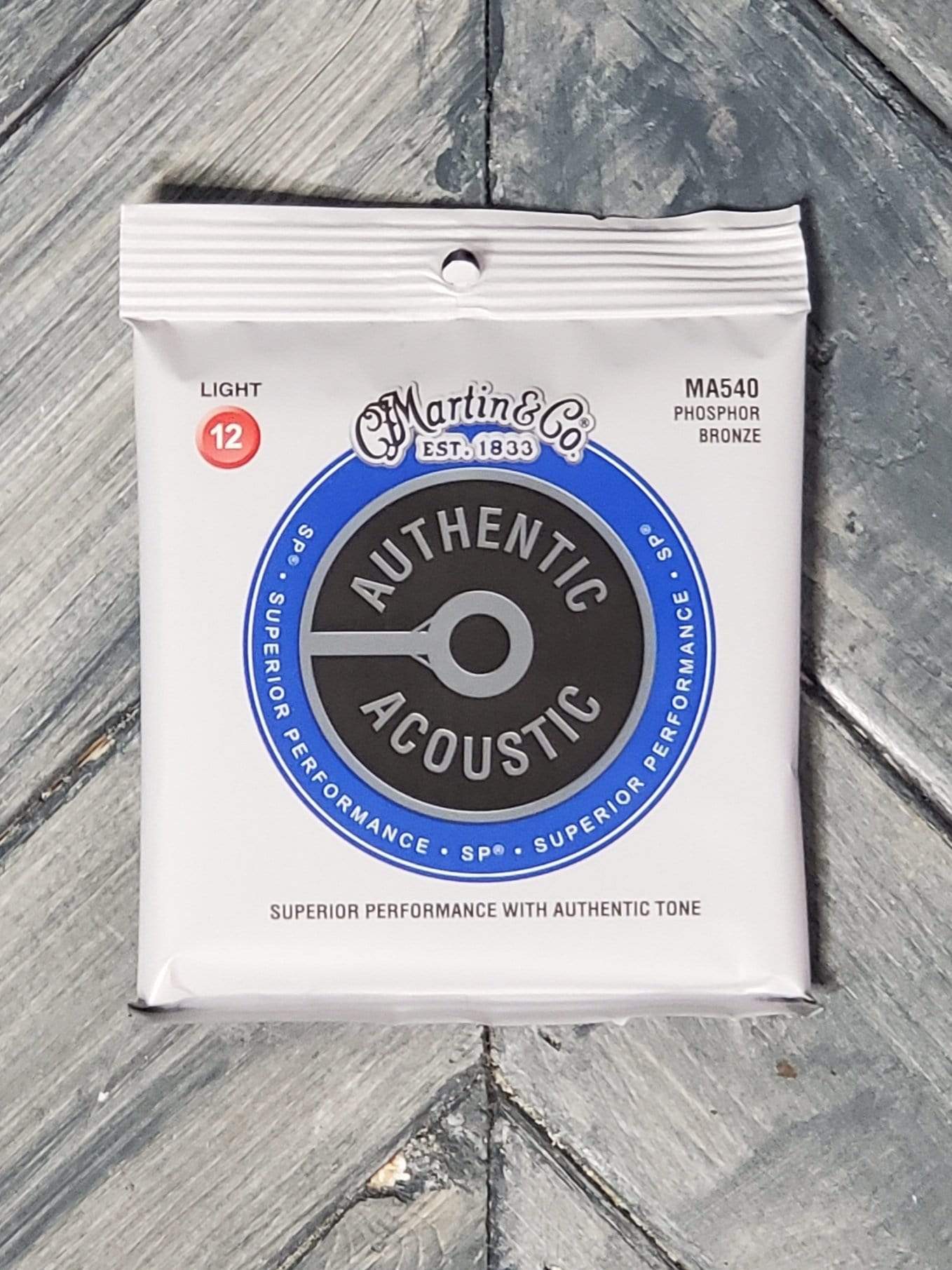 Martin MA540 Authentic Acoustic Superior Performance Phosphor Bronze Acoustic Guitar Strings front of packaging