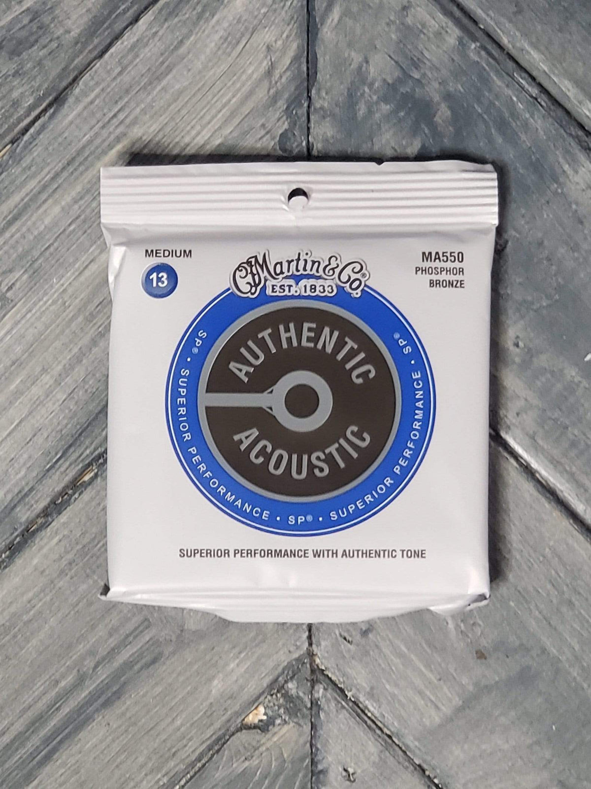 Martin MA550 Authentic Acoustic Superior Performance Phosphor Bronze Acoustic Guitar Strings front of packaging