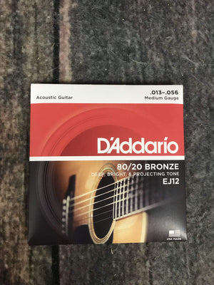D'Addario Acoustic Guitar Strings D'Addario EJ12 80/20 Bronze Medium Gauge Acoustic Guitar Strings