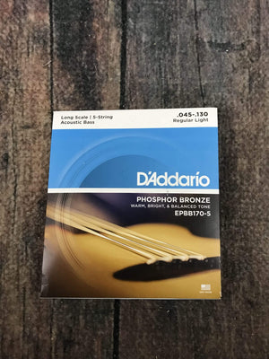 D'Addario Acoustic Guitar Strings D'Addario EPBB170-5 45-130 Phosphor Bronze 5-String Long Scale Acoustic Bass Strings