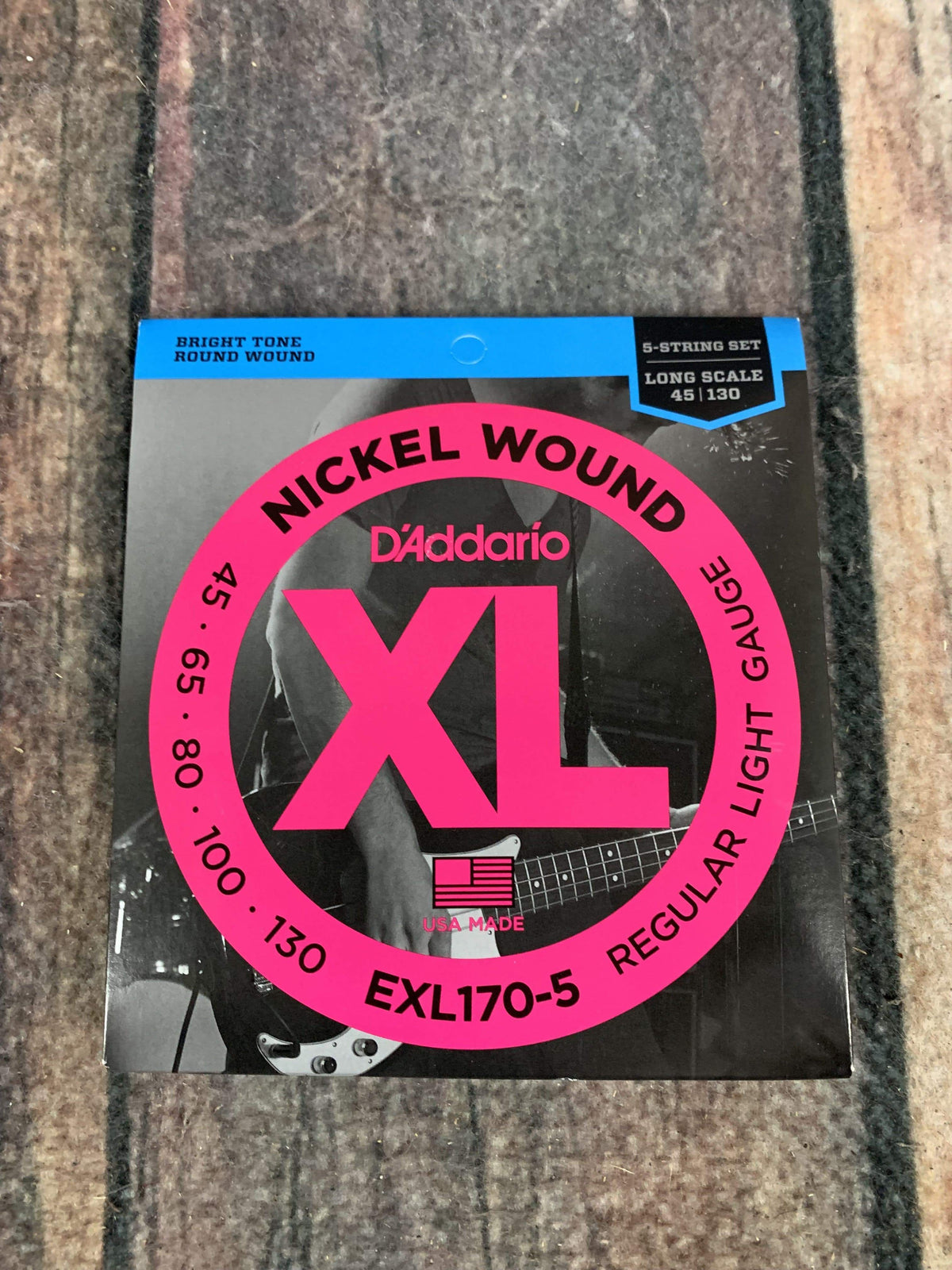 D'Addario Acoustic Guitar Strings D'Addario EXL170-5 Light 45-130 Nickel Wound 5 String Long Scale Bass Guitar Strings