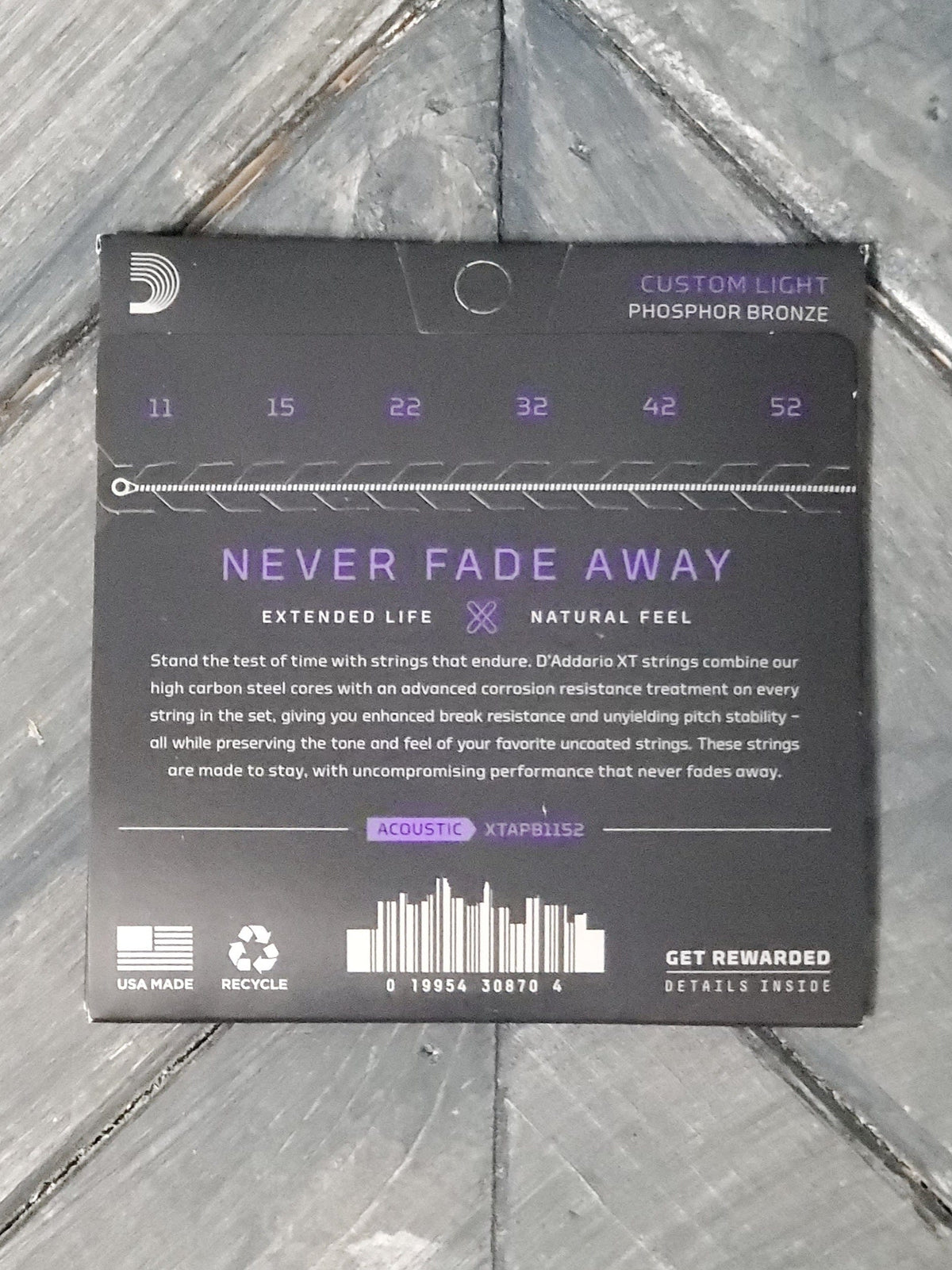 D'Addario XTAPB1152 back of the packaging