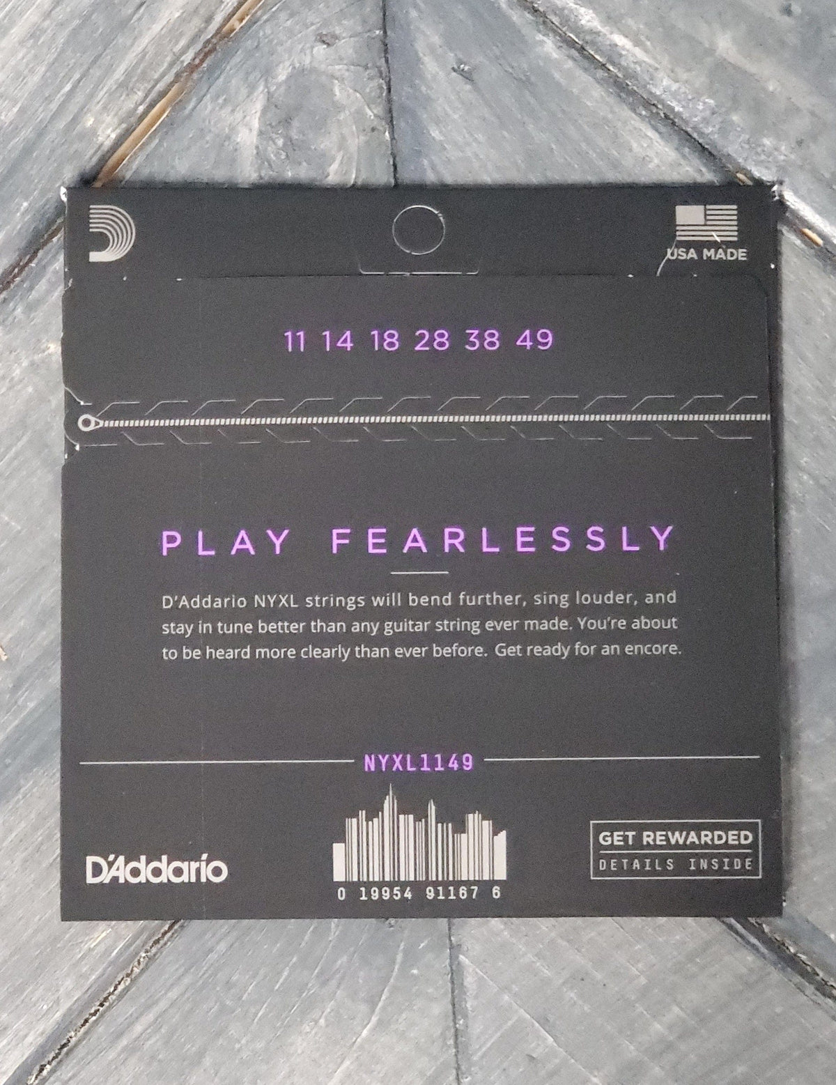 D'Addario NYXL1149 back of the packaging
