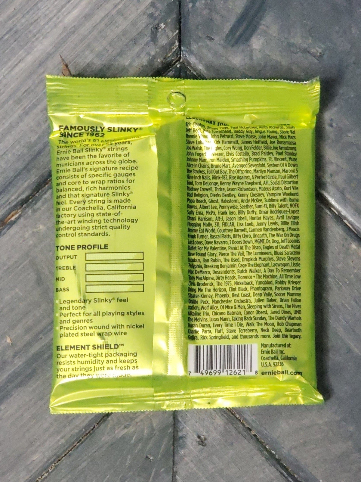 Ernie Ball Regular Slinky 7 String back of packaging