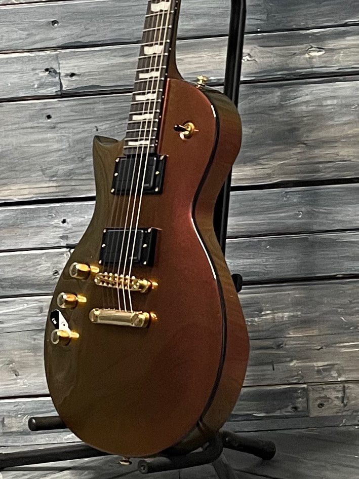 激安通販人気 ESP String LTD Deluxe EC-1000 Electric Guitar， Gold Andromeda，  Right， (LE