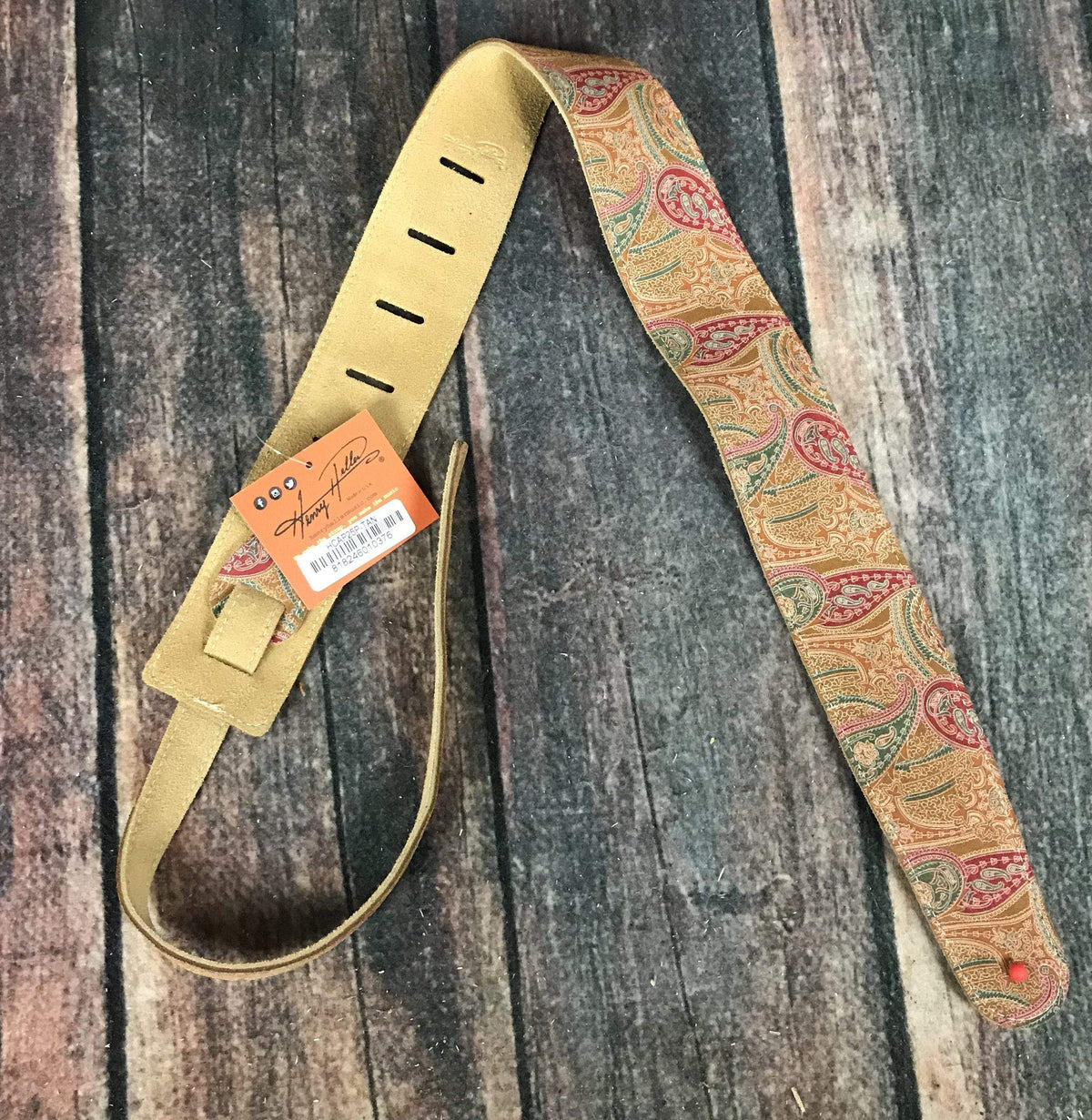 Henry Heller Strap Henry Heller HCAPP25P-TAN 2.5" Adjustable Luxe Paisley Capri Tan Leather Strap