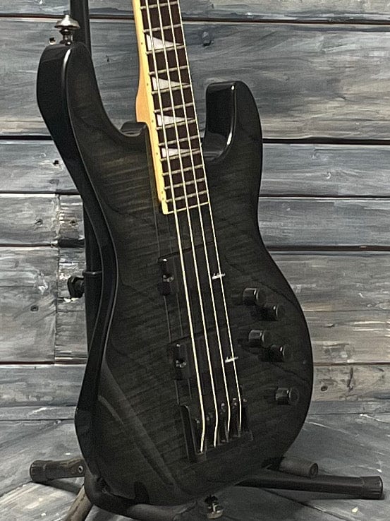 Jackson Electric Bass Used Jackson Active 4 String Electric Bass with Gig Bag- Flame Black