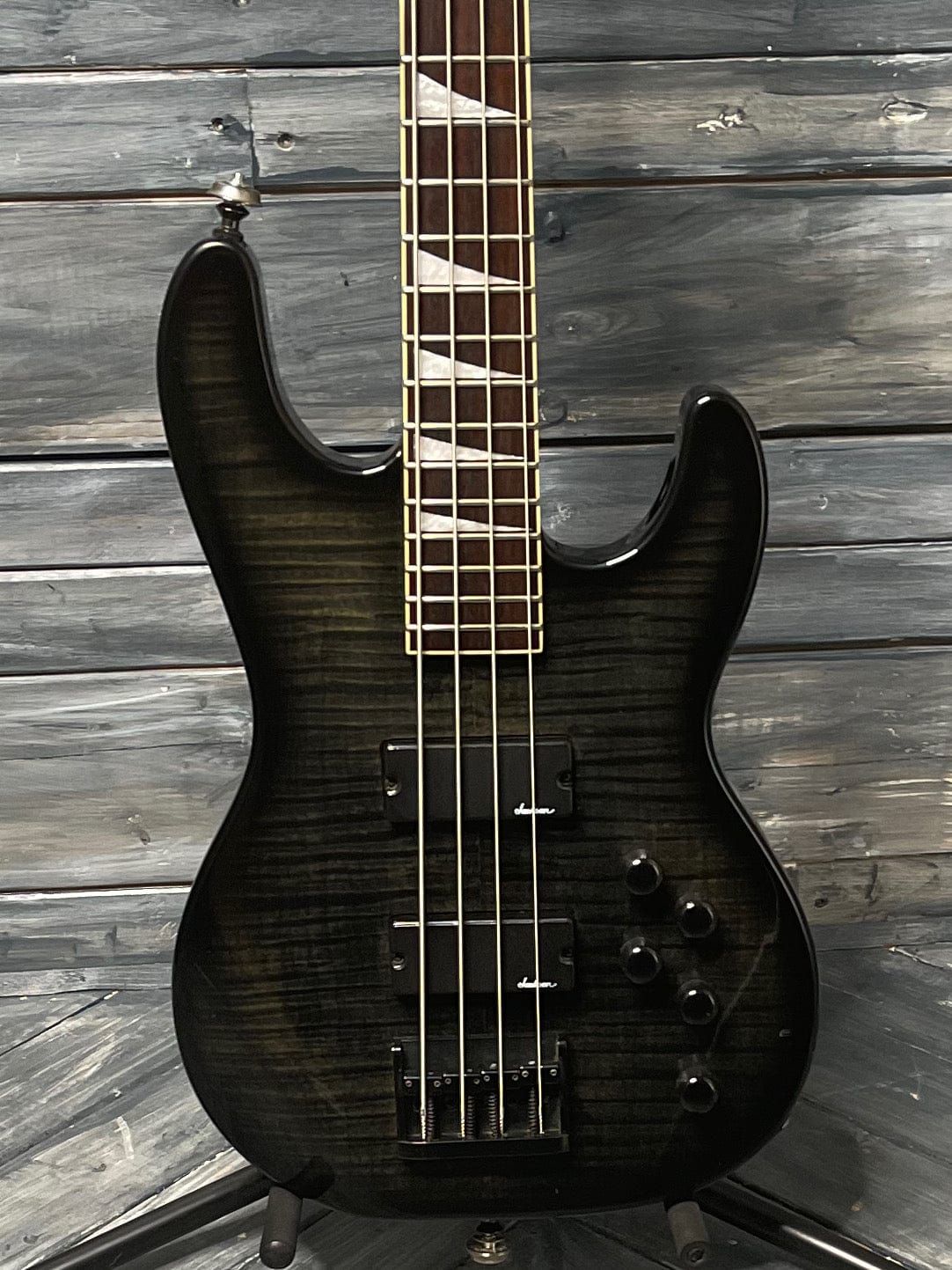 Jackson Electric Bass Used Jackson Active 4 String Electric Bass with Gig Bag- Flame Black