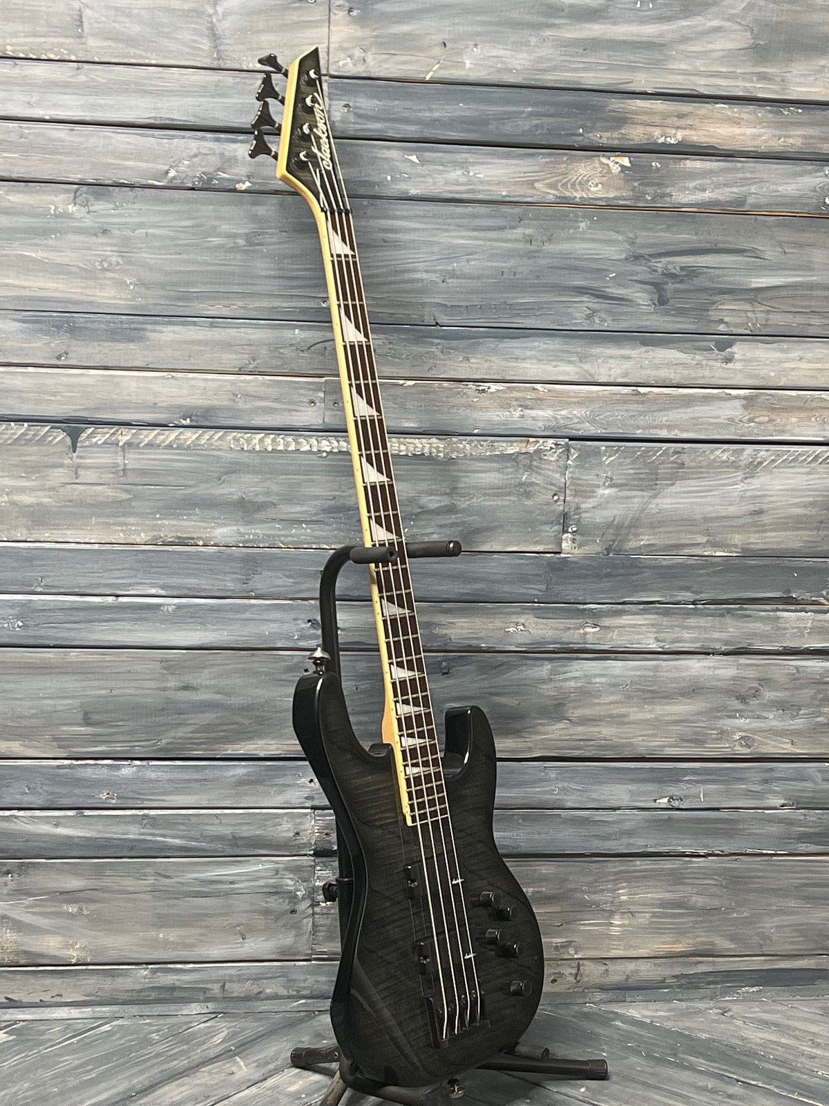 Jackson Electric Bass Used Jackson Active 4 String Electric Bass with Gig Bag- Flame Black