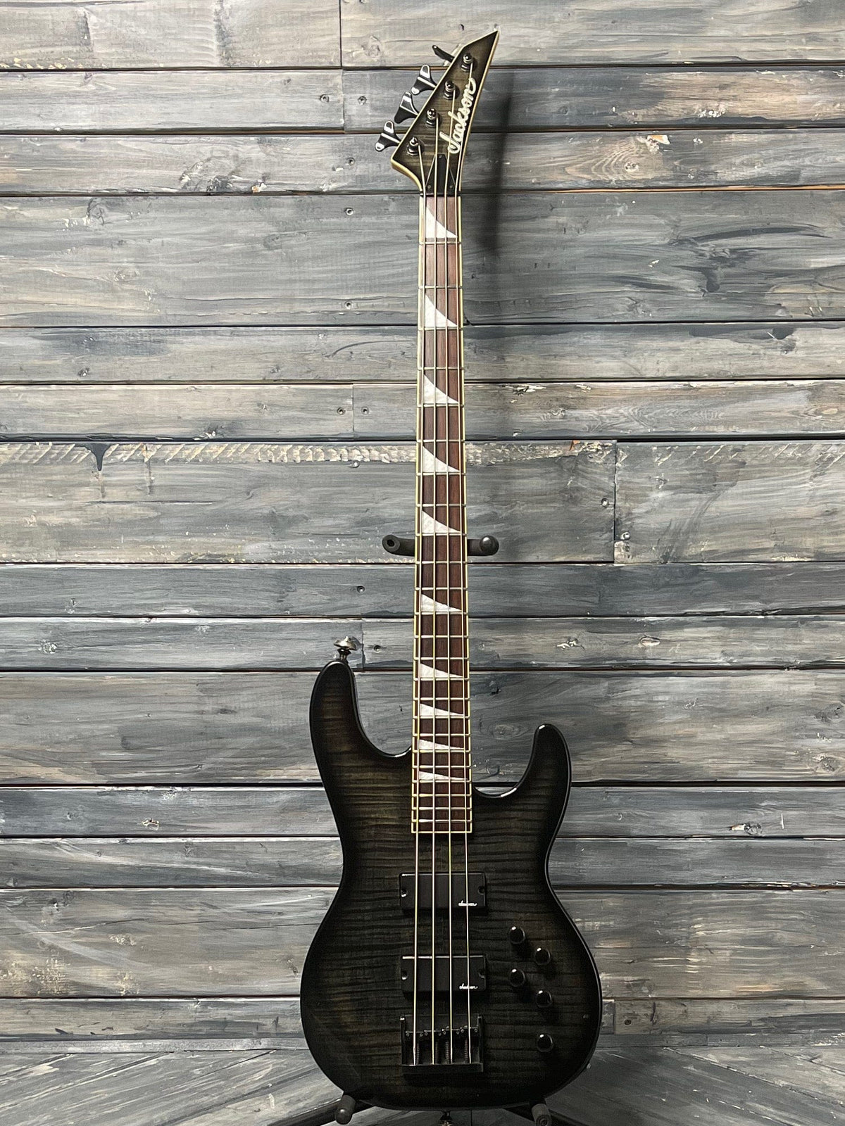 Jackson Electric Bass Used Jackson Active 4 String Electric Bass with Gig Bag- Flame Black